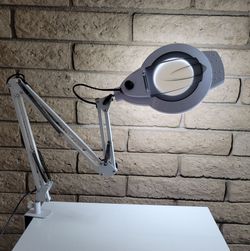 12X 30X LED Magnifying Lamp with Clamp, 2,200 Lumens Dimmable Bright swivel arm