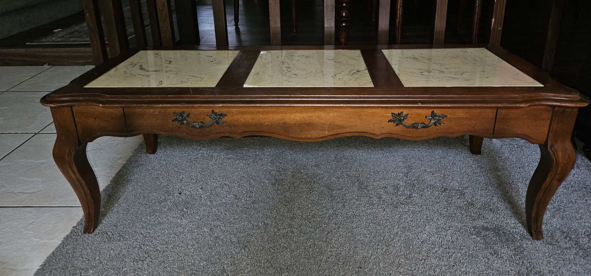 vintage style coffee table with marble top