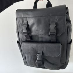 Fossil Weston Black Leather Backpack 