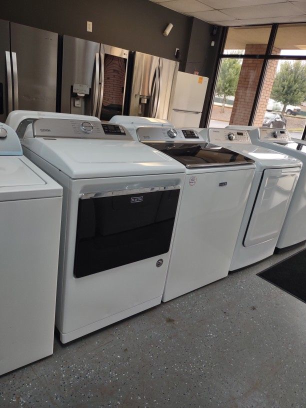 MAYTAG WASHER 5.3 AND DRYER SET COMMERCIAL TECHNOLOGY SEE THROUGH