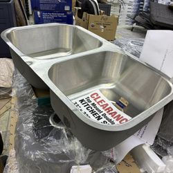 Top Mount Double Bowl Kitchen Sink 33" x 22"