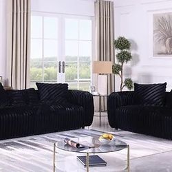 Eli Black Sofa & Loveseat 🔥 Financing $10 Down