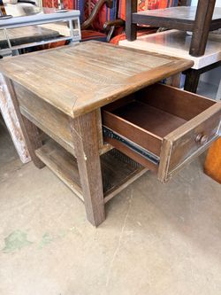 Brown wood side table with Storage