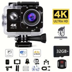 4k Action Camera Bikes E-bikes Scooters Remote 32gb Micro SD Card