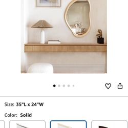 35"x24" Wood Wall Mirror, Rustic Asymmetrical Bathroom Mirror with Wood Frame, Farmhouse Vanity Mirror for Living Room, Bedroom, Entryway, Shatterproo