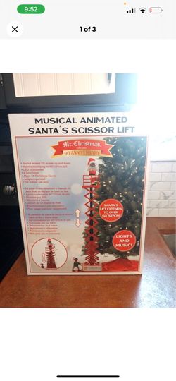 Mr Christmas Animated African Santa ONScissor Lift 90 Anniversary Retired Nib new