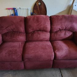 Red microfiber Recliner Couch