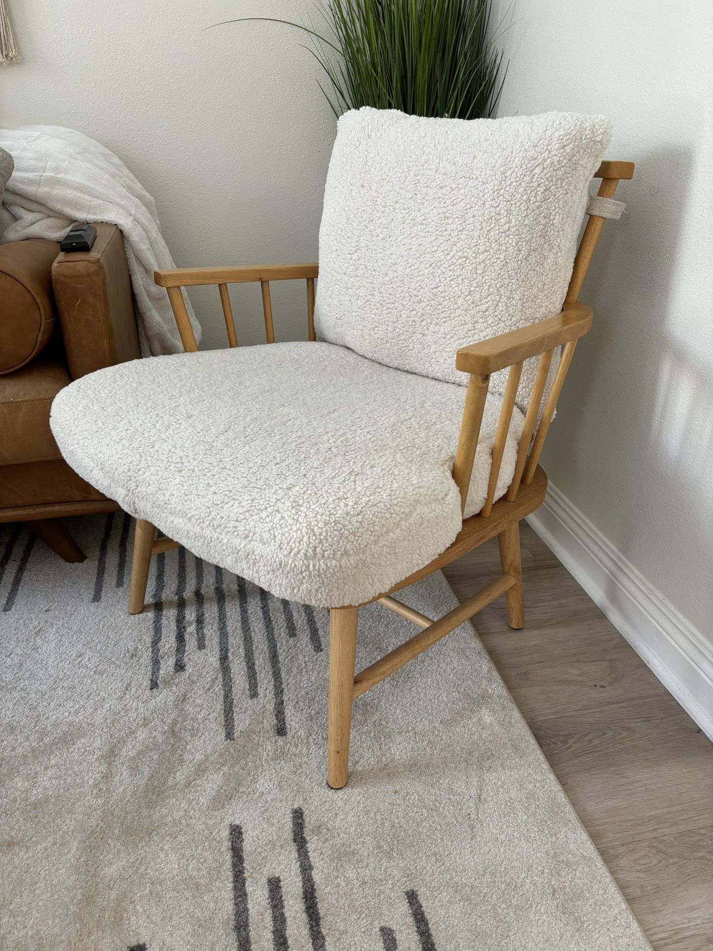 Wood + Sherpa Accent Chair