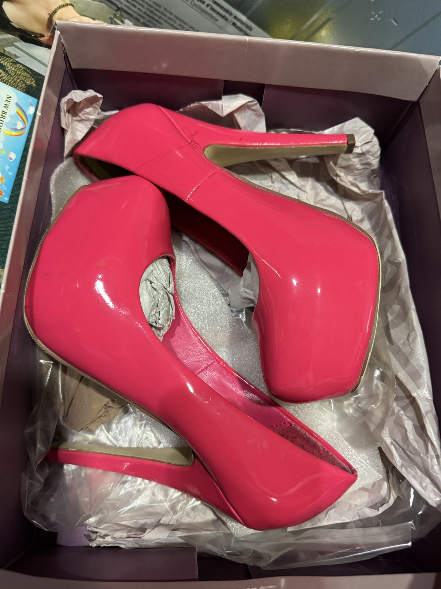 Women Pink Red High Heels Size 5 2/1