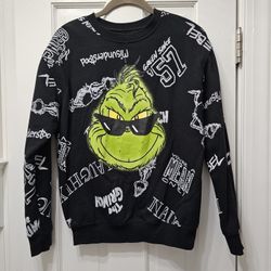 💚🖤 The Grinch All-Over Graphic Crewneck Sweatshirt Nauty Rebel XS *Pick-up In Great Bridge*