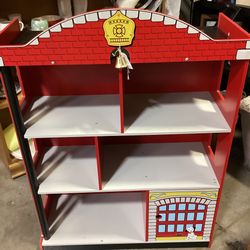 Fire station bookcase/toy storage/fire truck garage – kid craft