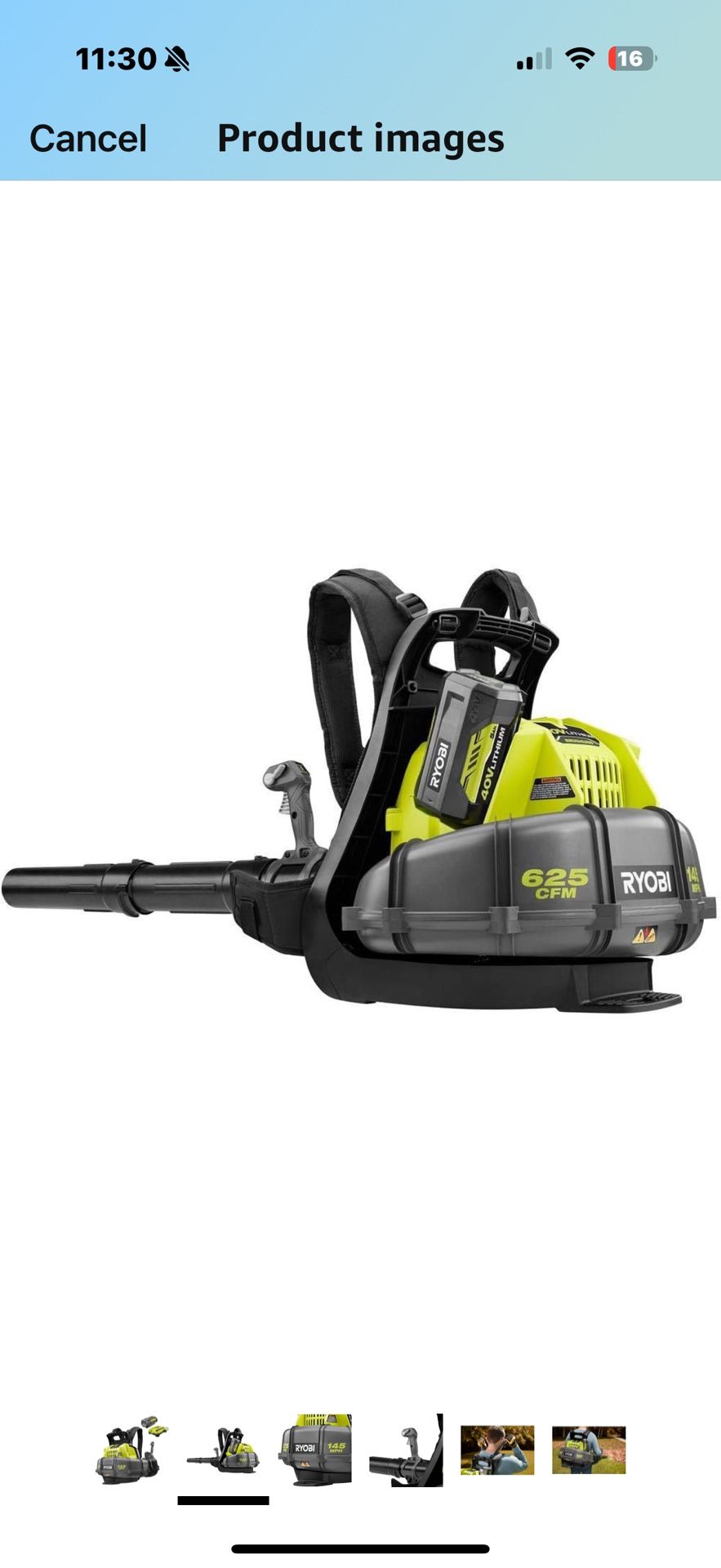 Ryobi RY40440 40 Volt 145 MPH 625 CFM Cordless Brushless Variable