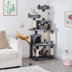 Cat Kittens Pet Play House Scratching Post Activity Indoor Perch Hammock Condo Tower Tree