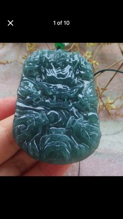 Certificate Jadeite jade Green Wealth protection exquisite Nine Dragon pendant
