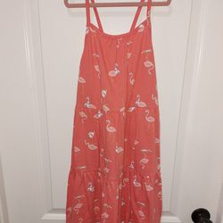 Girls Flamingo Summer  Dress Size L 10/12
