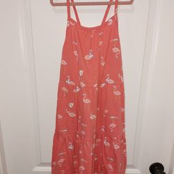 Girls Flamingo Summer  Dress Size L 10/12