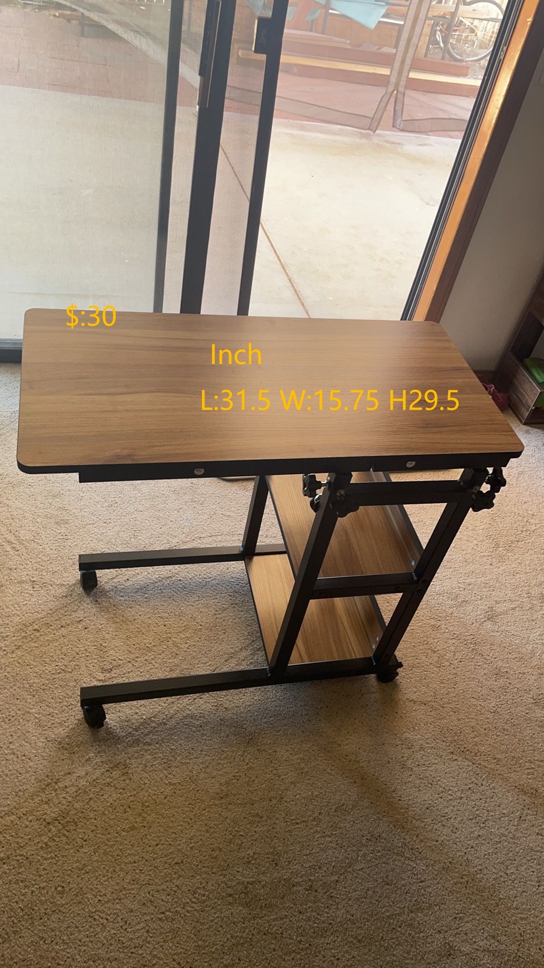 Movable side table with shelves