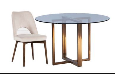Round dining table with chairs