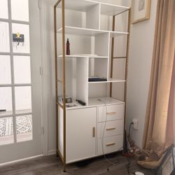 White and Gold Shelving Unit