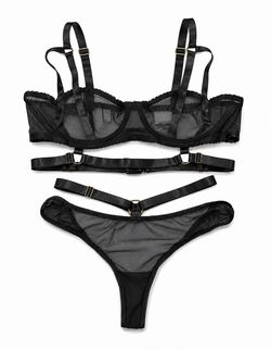 Black mesh lingerie set 2 pc brand new  XS