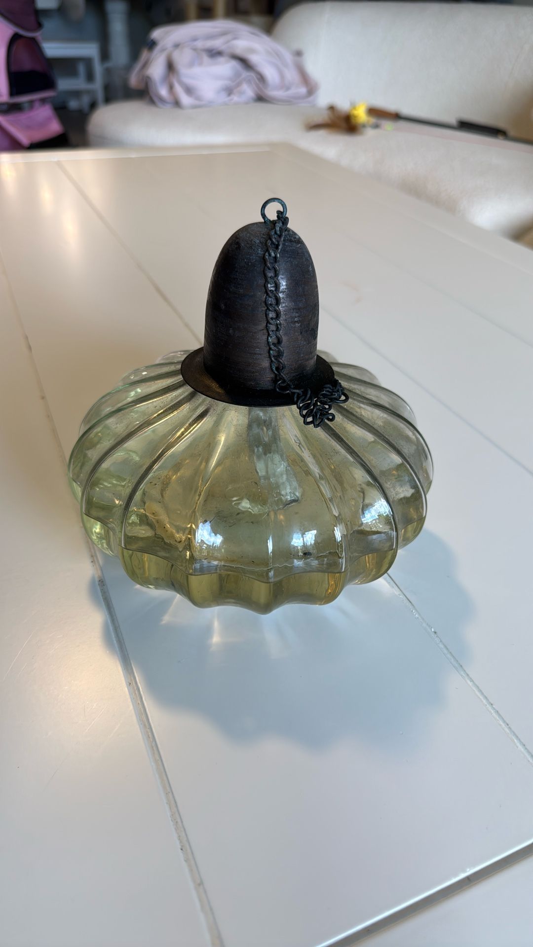 Vintage Style Oil Lamp Green Base