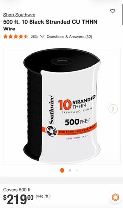 #10 Wire THHN Stranded Copper Cable New ( Price Of Each And Firm )