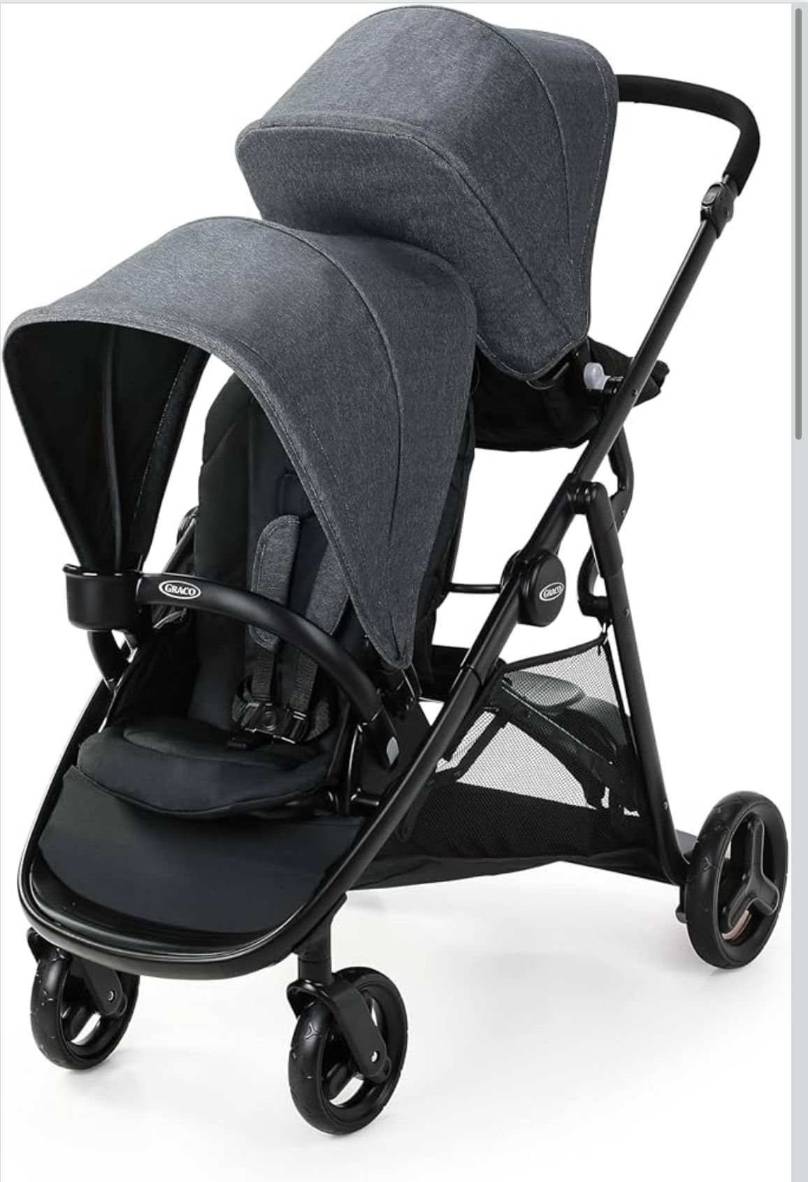 Graco Ready2Grow 2.0 Double Stroller Features Bench Seat and Standing Platform