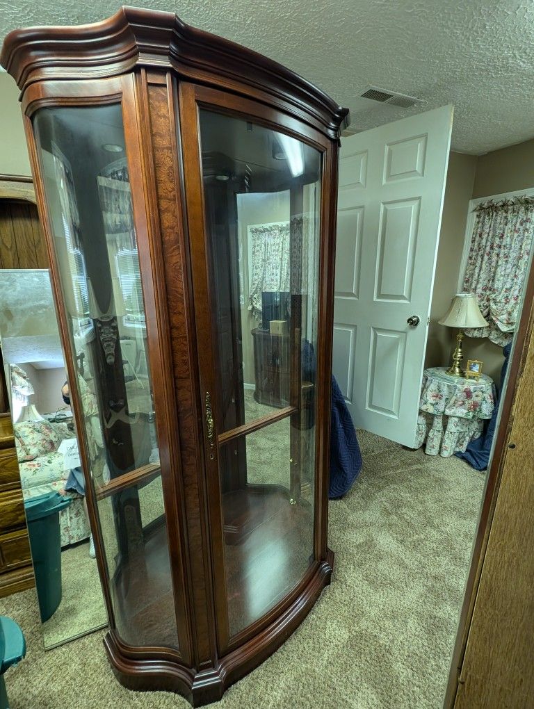 Two Curio Cabinets - Cherry