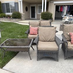 Patio Furniture Set, Black, 4 pc