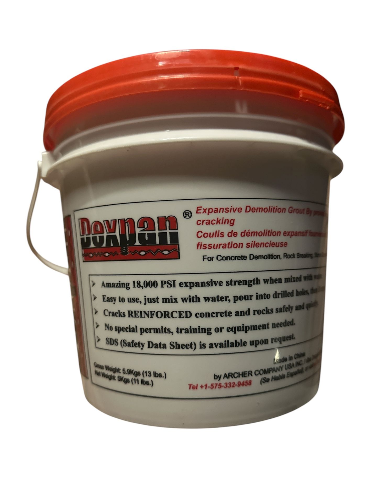 Expansive Demolition Grout 11 Lb. Bucket for Rock Breaking, Concrete Cutting, Excavating