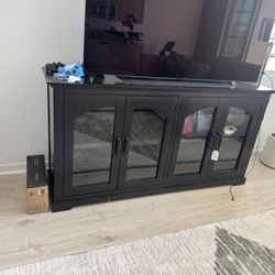Black Cabinet With Shelves And Glass Door