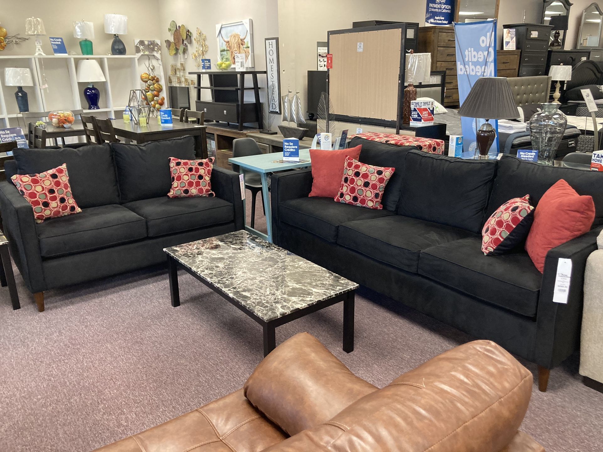 New Black Sofa And Loveseat