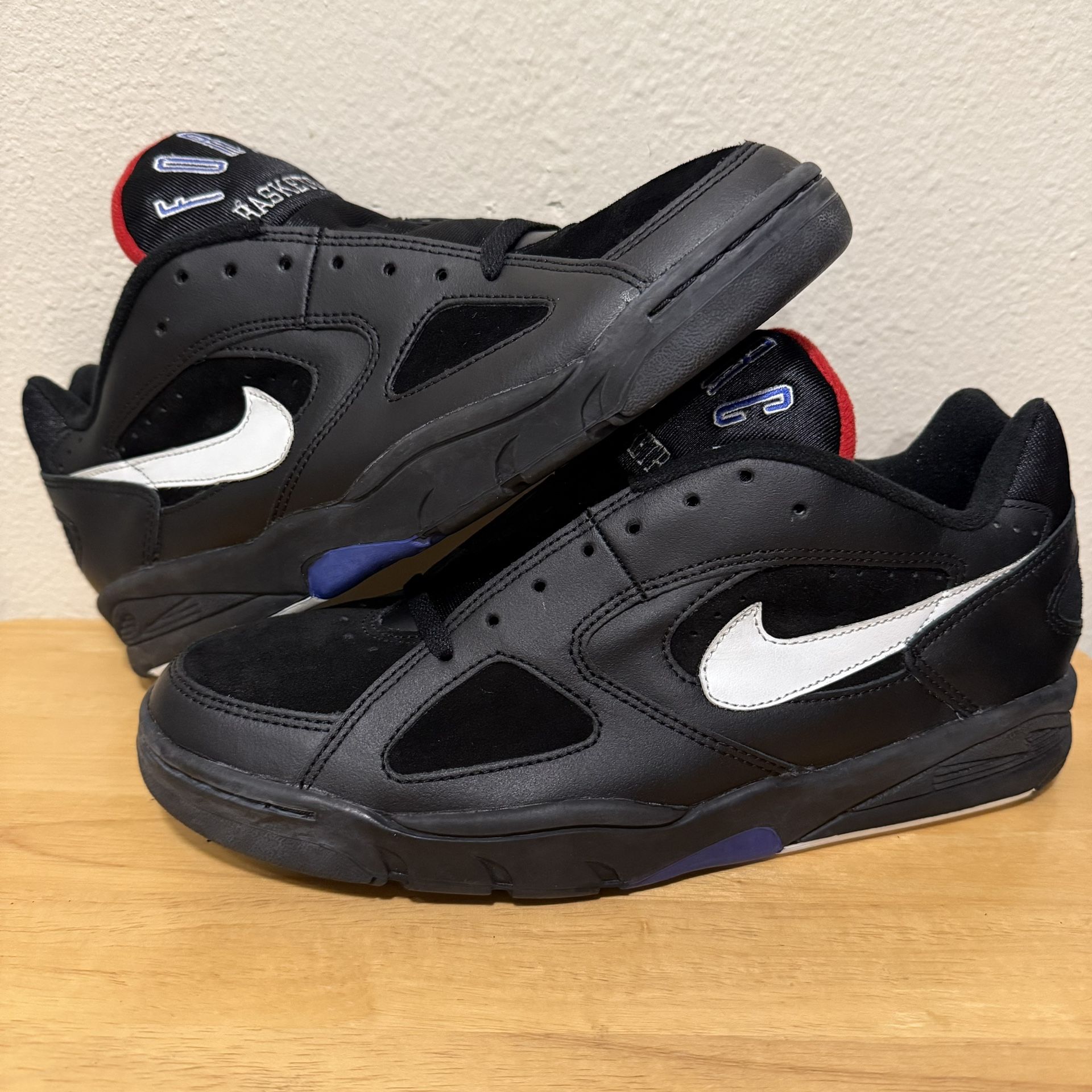 Vtg 90s Nike Force Basketball Low Sz 12 940305-IB Black Royal Jordan Barkley 94