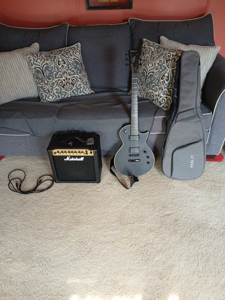 Fesley Electric Guitar and Marshall Amp