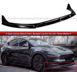 25-26 Tesla Model Y V-Style Gloss Black Front Bumper Lip