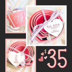 Valentine’s Exclusive 4-Piece Pink RAE DUNN Ceramic Nesting Measuring Cup Set