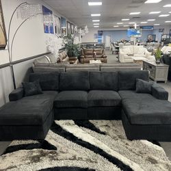 Black Double Chaise Sectional 🇺🇸Labor Day Sale🇺🇸