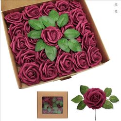 Burgundy Artificial Foam Roses for Wedding Decor (WHOLESALE AVAILABLE)