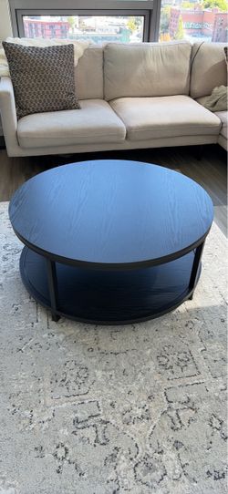36” round black coffee table