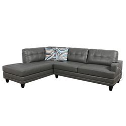 Dark Grey Semi PU Synthetic Leather Sofa Set with Massage Function – On Sale