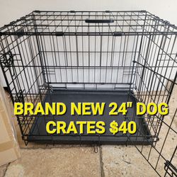 New 24" Dog Crate 2 Door Cat Cage Up To 25lbs With Black Bottom Tray Foldable Puppy Kennel Add A Bed $10/ Crate , Bed & 2 Bowls  $55! All New 