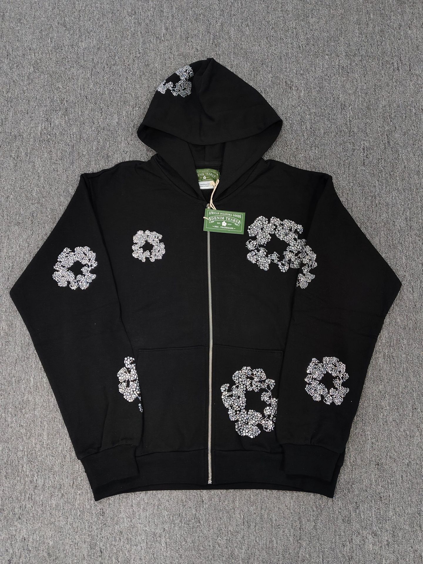 Denim Tears Cashmere Swarovski Hoodie 'Black' Small