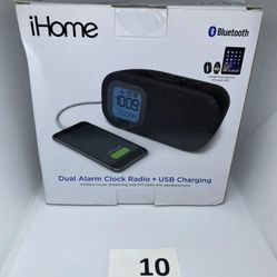 iHome Bluetooth Alarm Clock Radio with USB Charging Black Speakers and Alarm