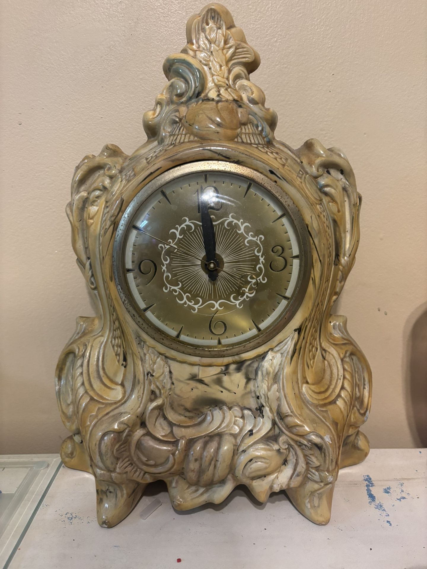 Antique Lanshire Gold Painted “Vomit” Clock