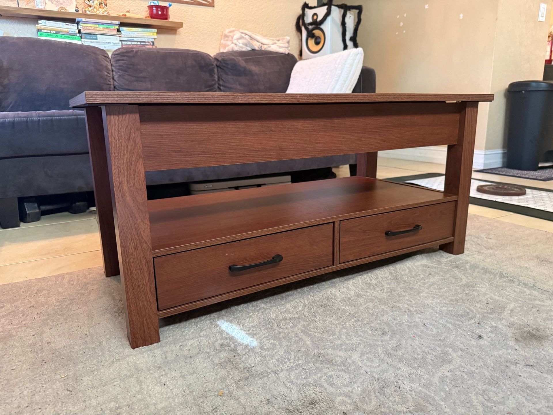Wood coffee table - w/ storage drawers - lift top - accent, cocktail, living room, modern, minimalist