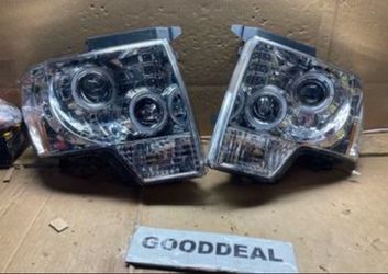 #OH112 Fit 2009-2014 Ford F150 Projector Headlamp Chrome Amber LED DRL Headlight lamp Pair