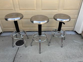 Seville Classics Stainless Steel Seat Pneumatic Adjustable Work Stools
