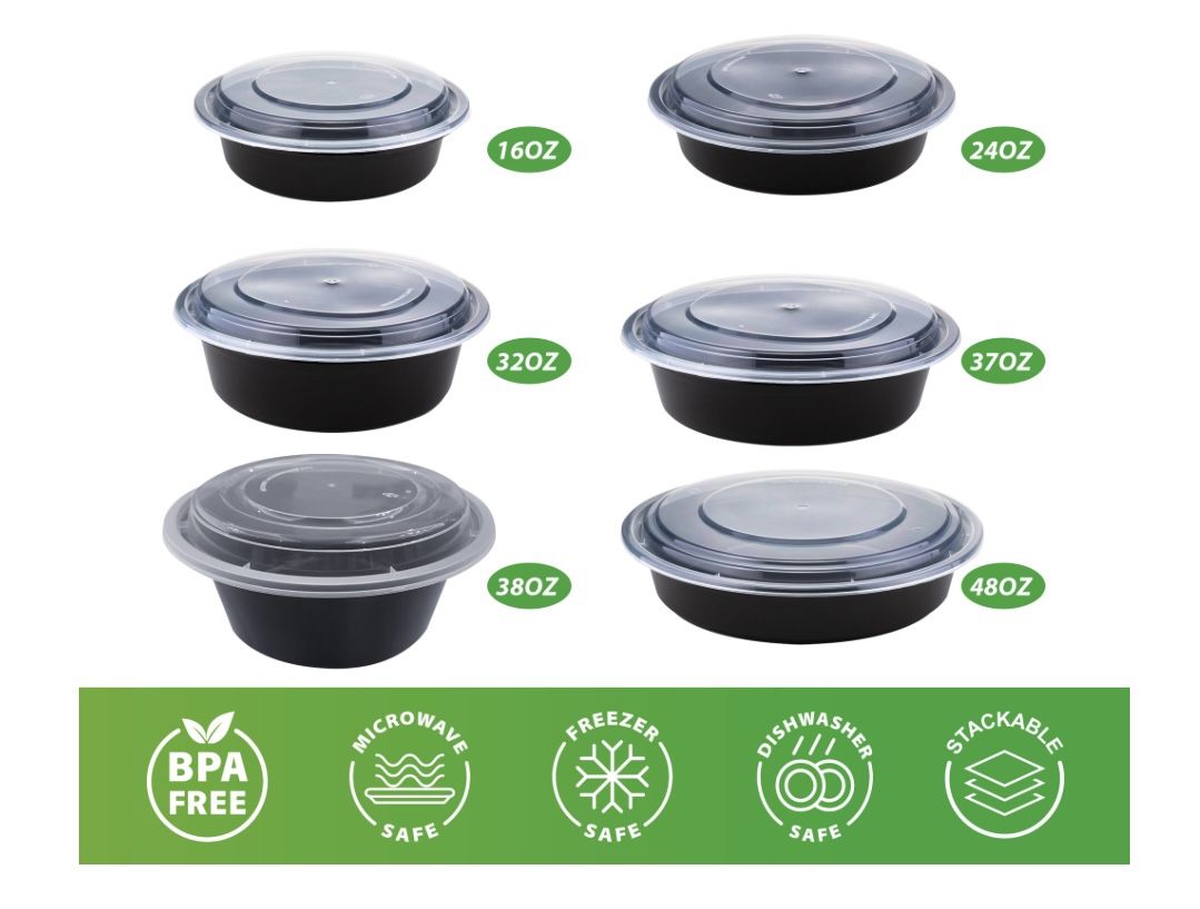 50 SETS PER CARTON - PLASTIC FOOD CONTAINER WITH LID (ROUND)
