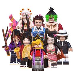 Demon Slayer 8pc Minifigure Set - Custom Figure Anime Tanjiro Muzan Nezuko Daki