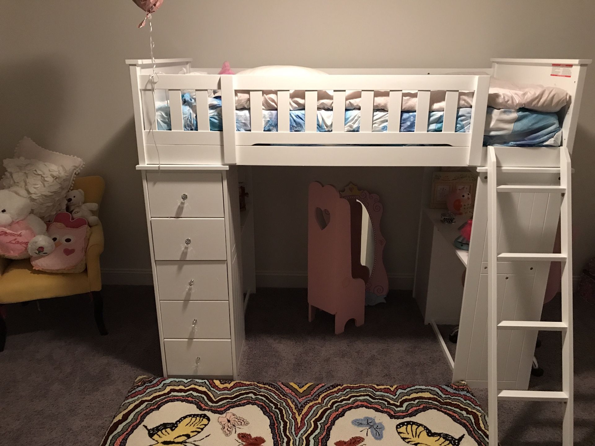 Kids Bed Loft with drawers & desk (Like New)